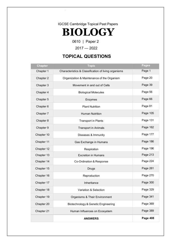 IGCSE BIOLOGY TOPICAL QUESTIONS - PAPER 2 (PDF) - Image 2