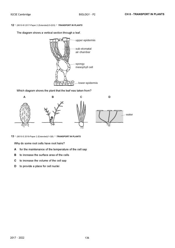 IGCSE BIOLOGY TOPICAL QUESTIONS - PAPER 2 (PDF) - Image 6